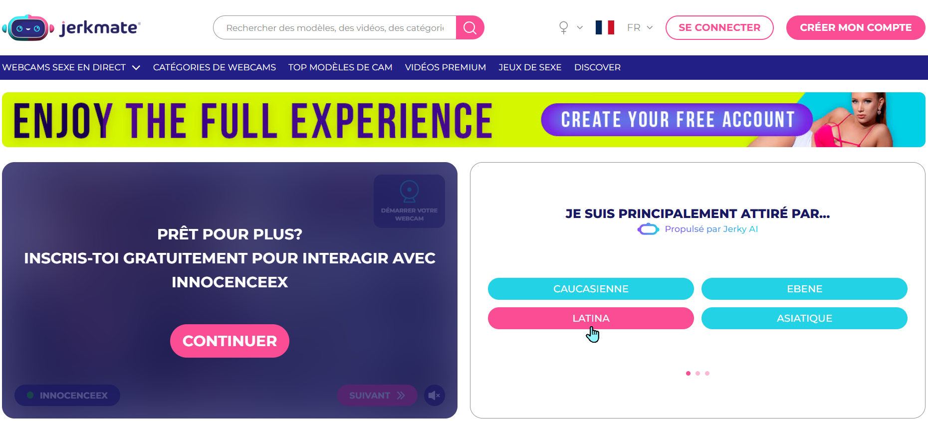 Inscription Jerkmate créer un compte gratuit