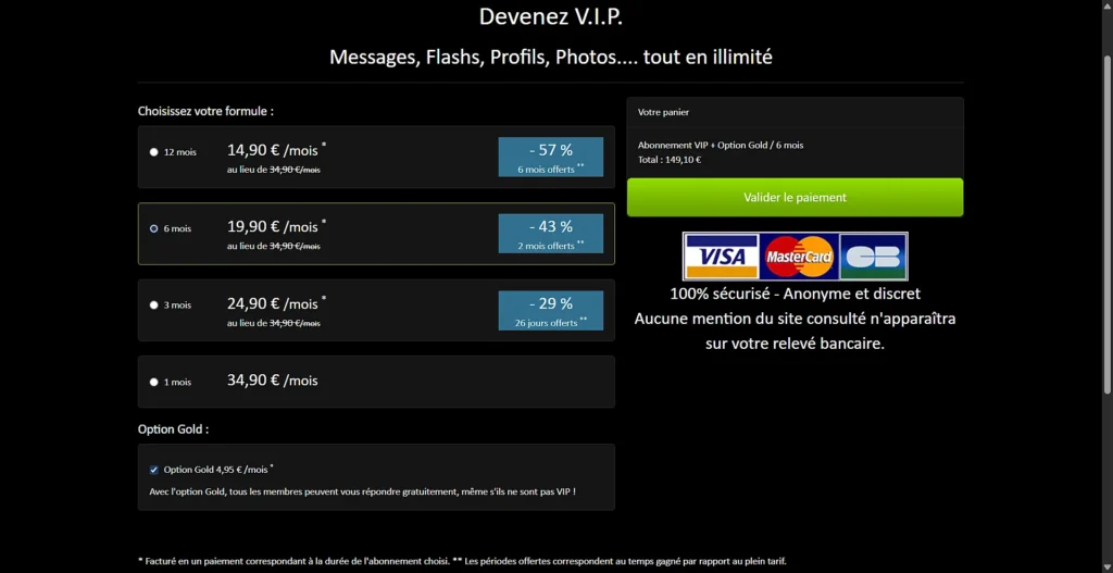 Tarifs et abonnement BDSM Sutra